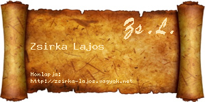 Zsirka Lajos névjegykártya